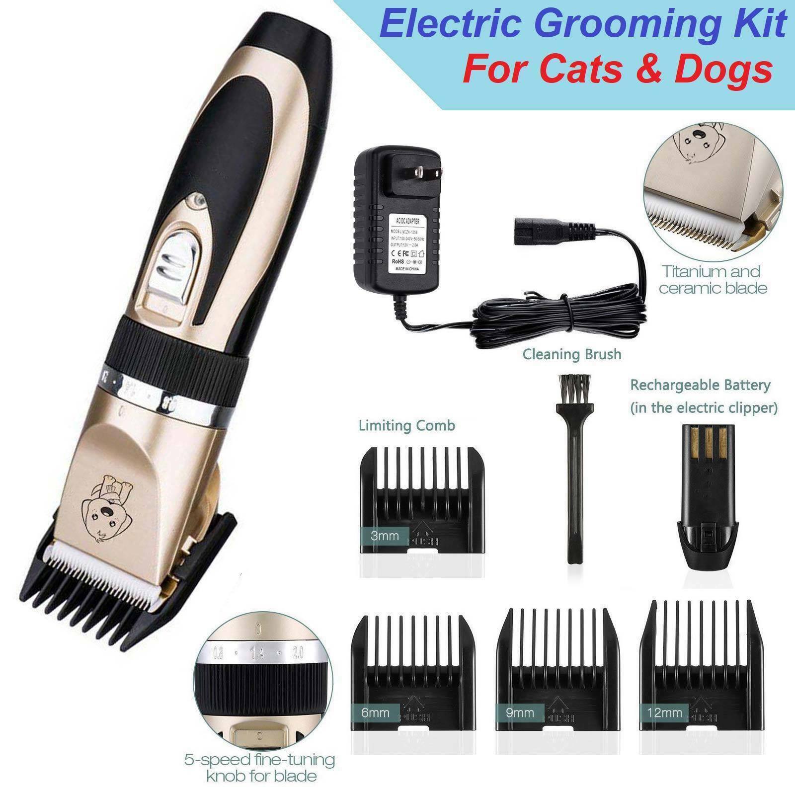 New Electric Animal Pet Dog Cat Hair Trimmer Shaver Razor Grooming Quiet Clipper