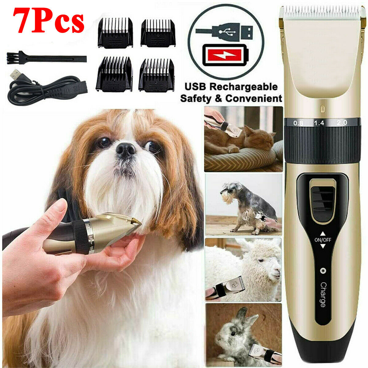 Electric Animal Pet Dog Cat Hair Trimmer Shaver Razor Grooming Quiet Clipper Us