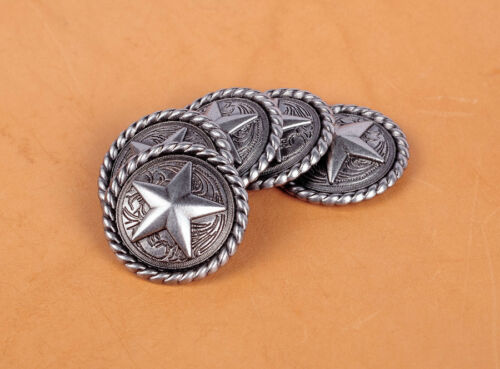 10pcs 3cm Antique Silver Round Rope Edge Star Saddle Rivetback Conchos For Craft