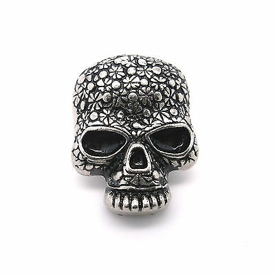 Skull Head Floral Screwback Concho Antique Silver 1" 3436-21 By Stecksstore