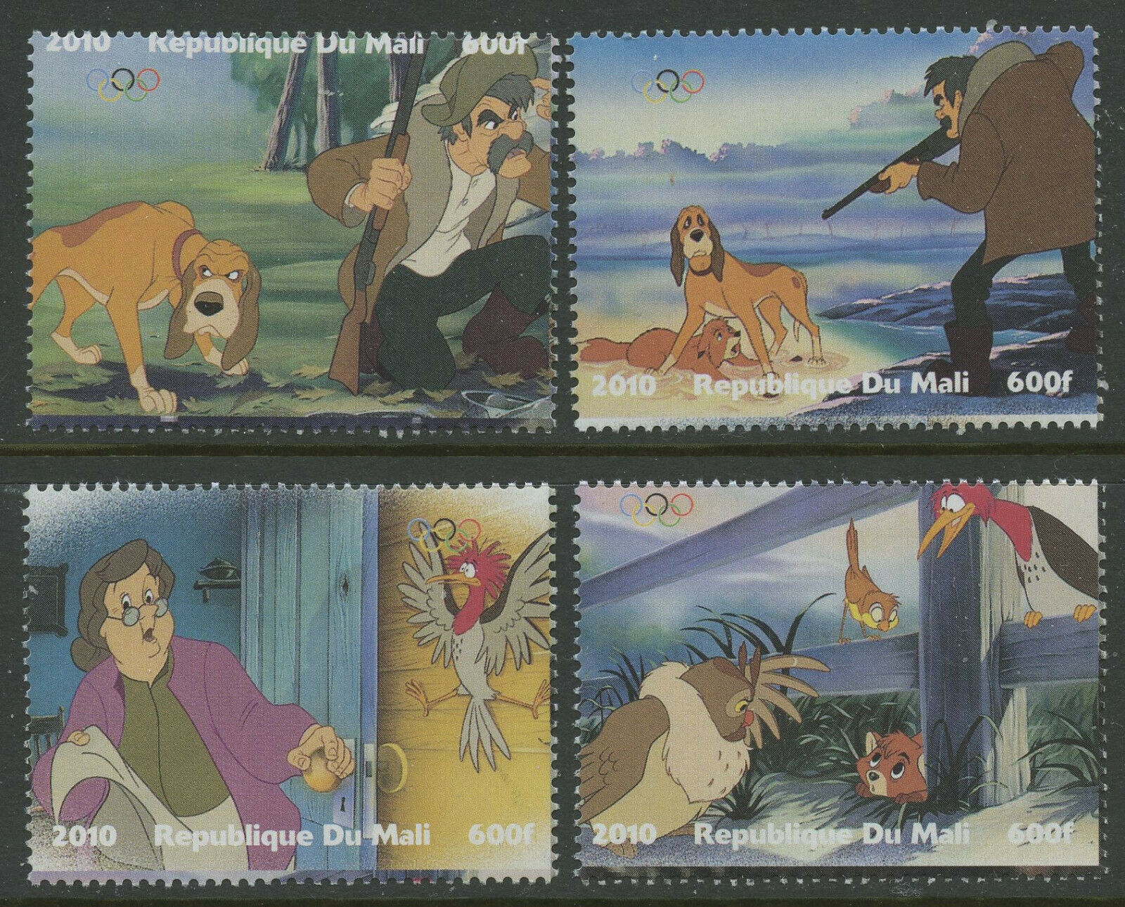 The Fox And The Hound Disney Mnh Set Of 4 Stamps 2010 Mali
