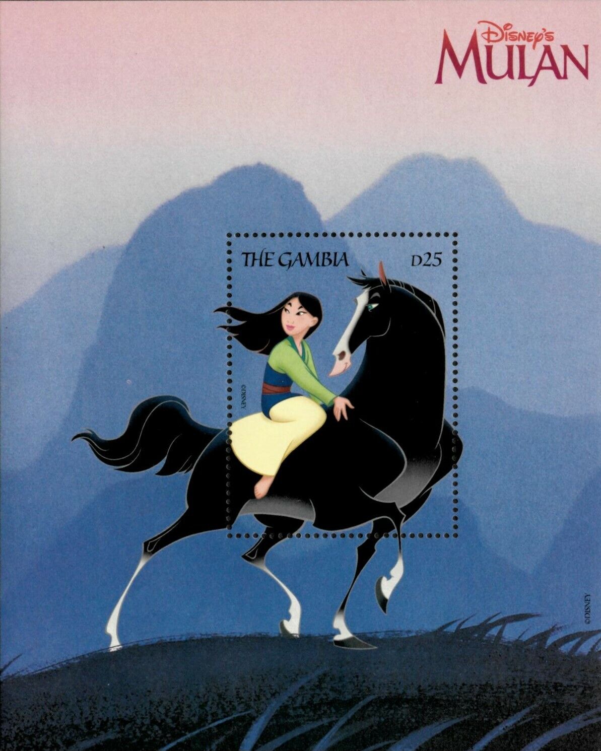 Gambia 1998 - Disney, Mulan Riding Horse, Khan - Souvenir Sheet - Mnh
