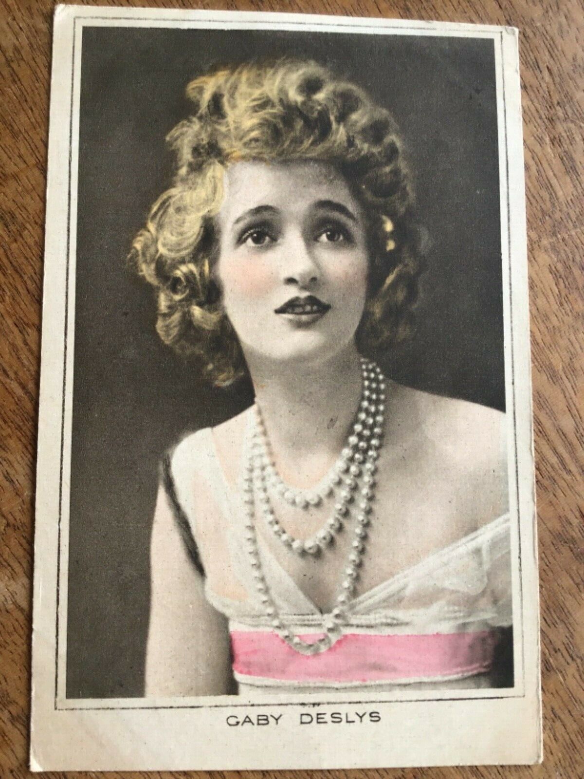 Gaby Deslys Wearing Famed Pearls Colored Photogravure C1920  Postcard 26/6