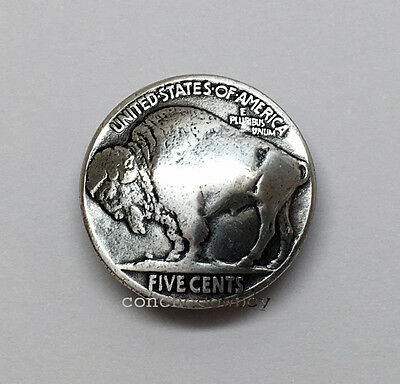 Antique Buffalo Nickel Reproduction Coin Concho 7/8" Screw Back Biker Concho
