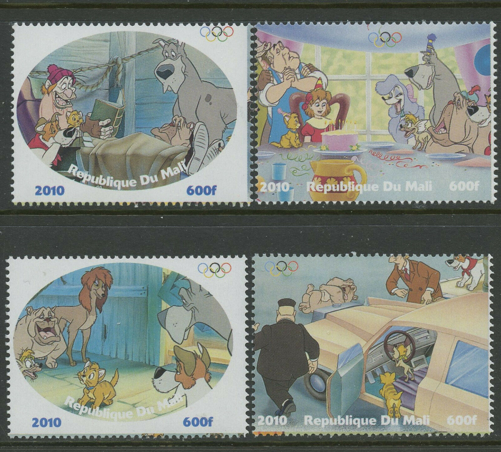 Oliver & Company Disney Dogs Mnh Set Of 4 Stamps 2010 Mali Dodger Tito Einstein