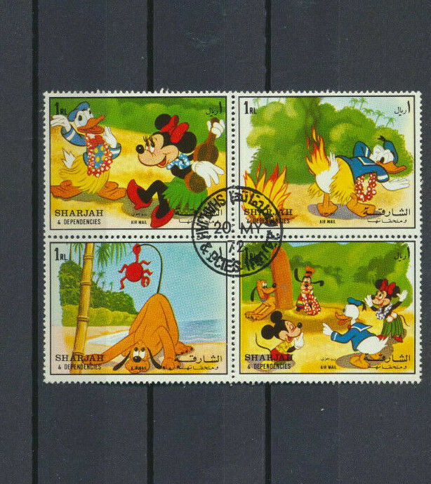 Walt Disney Cartoon Characters Donald Duck Se-tenant Block Of Four Used (cto)