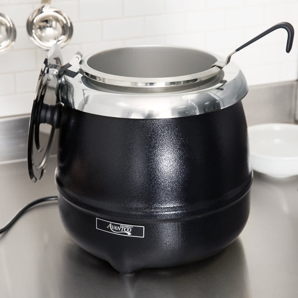 Avantco S30 11 Qt. Round Black Countertop Food / Soup Kettle Warmer 120v  400w