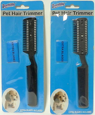 2 Pack Manual Pet Hair Trimmer With Extra Blades And Comb Grooming Dog Cat Razor