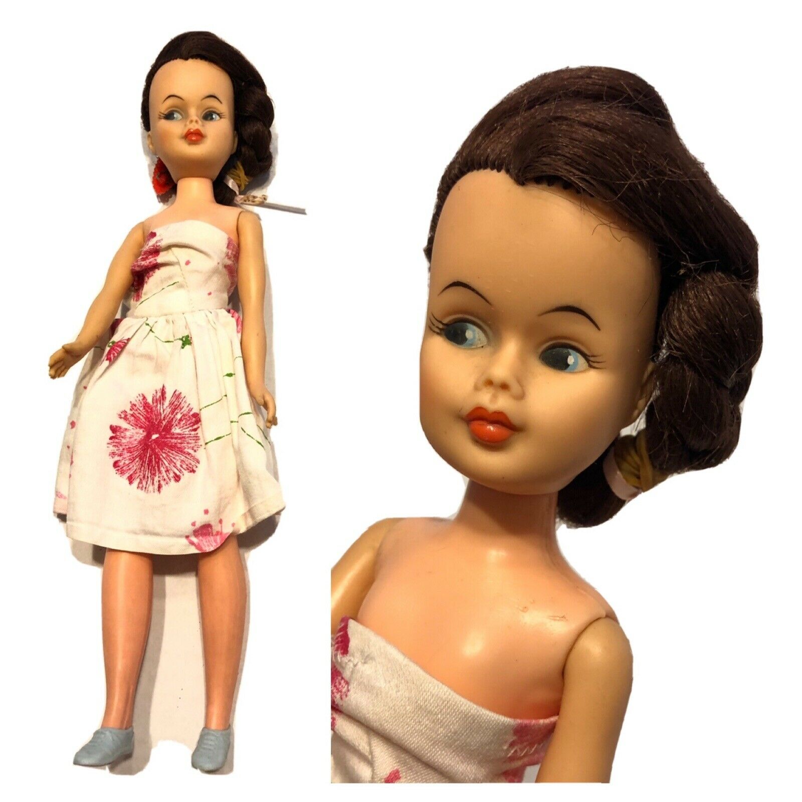 Vintage Pedigree? Sindy? Clone Doll H Brown Hair Girl Dress Unmarked Plastic🚨