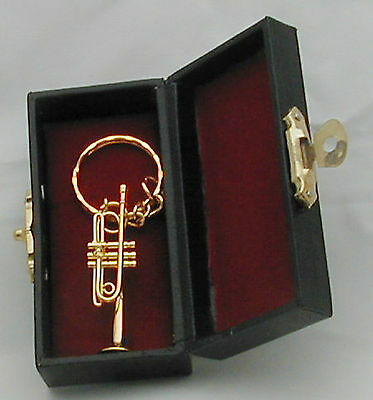 Trumpet Miniature Hand Made Collectible Replica 1.75" With Keychain(gold/silver)